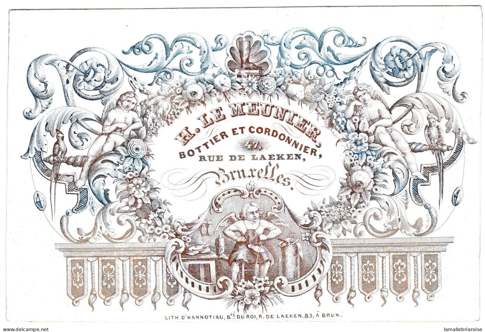 Belgique "Carte Porcelaine" Porseleinkaart, H. Le Meunier, Bottier Et Cordonnier, Bruxelles, Dim:132 X 87mm - Porzellan