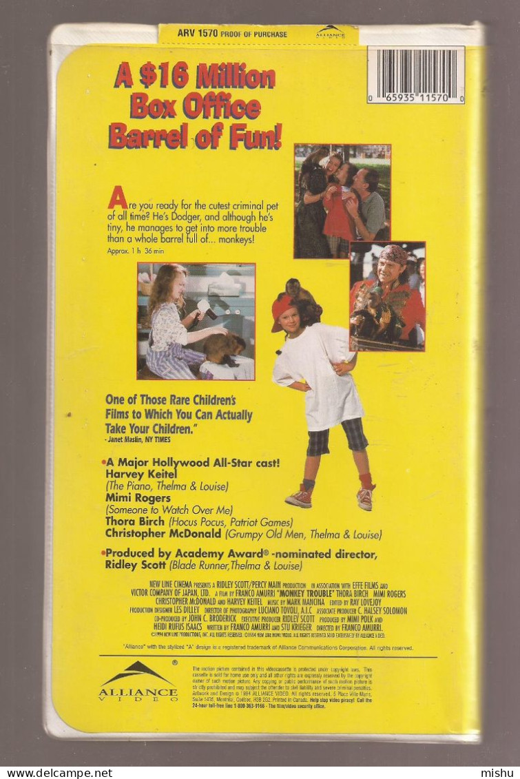 VHS Tape Movie - Monkey Trouble - Enfants & Famille