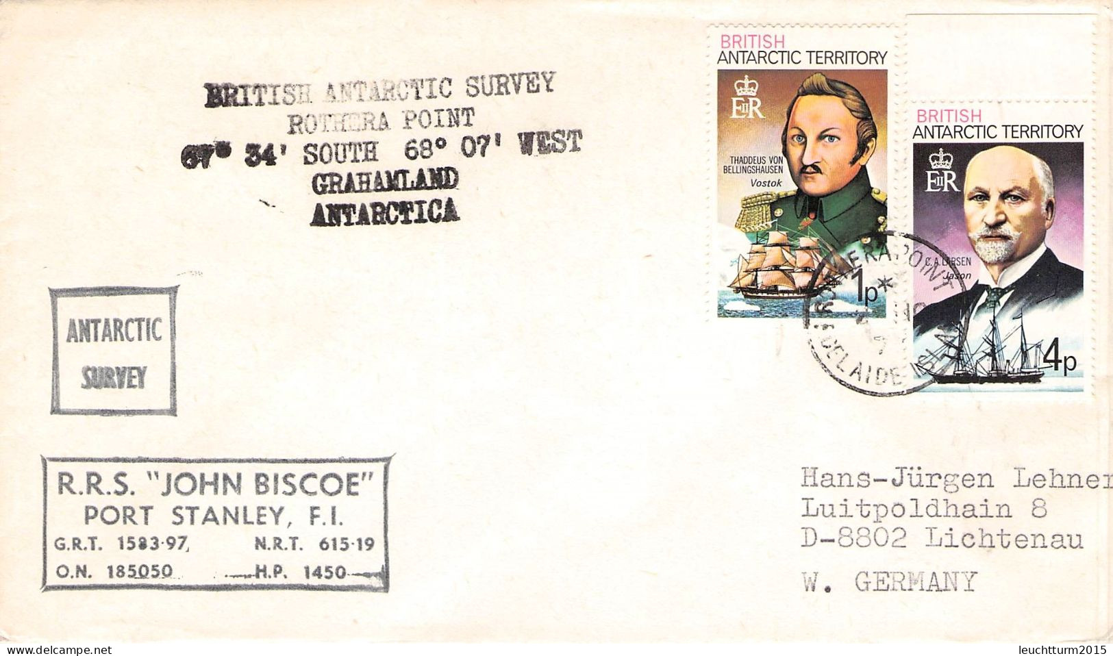 BRITISH ANTARCTIC T. - LETTER ROTHERA POINT 1978 / ZG89 - Covers & Documents