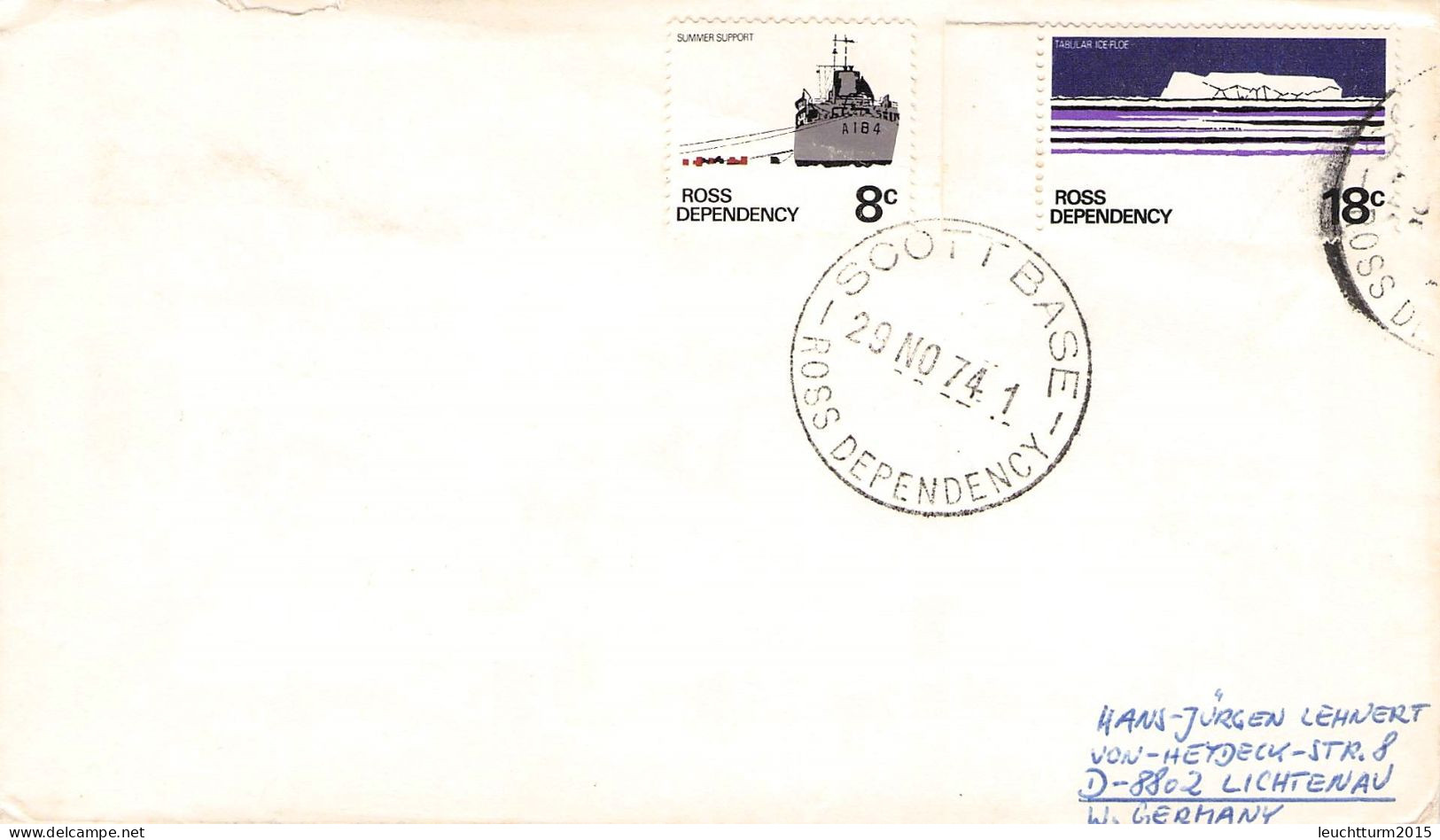 ROSS DEP. - LETTER 1974 SCOTT BASE > GERMANY / ZG95 - Covers & Documents