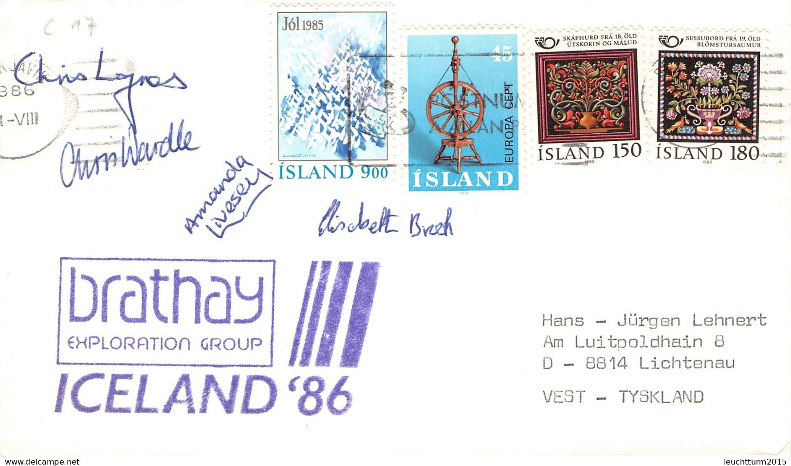 ICELAND - BRATHAY EXPLORATION GROUP 1986 > GERMANY / ZG100 - Brieven En Documenten