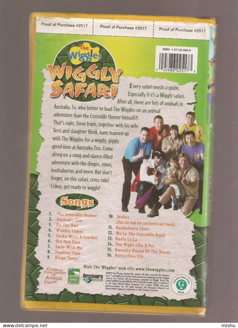 VHS Tape - The Wiggles, Wiggly Safary - Special Guest Steve Irwin - Enfants & Famille