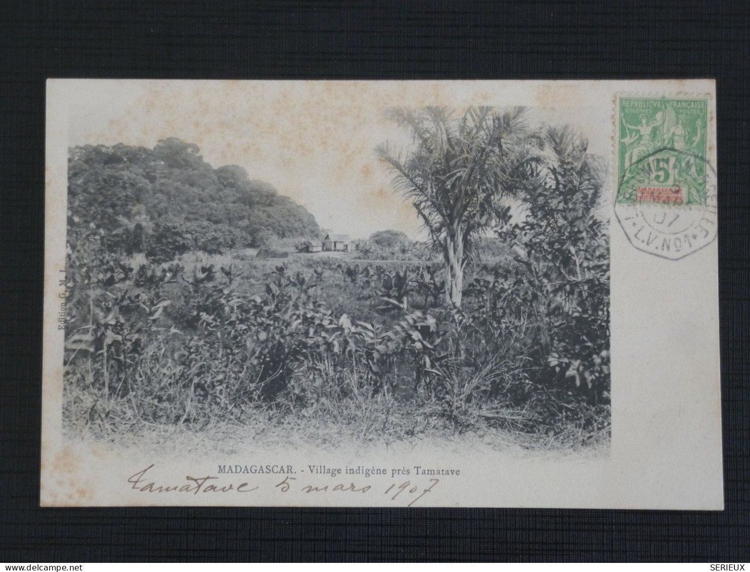 BU15 LA REUNION  BELLE  CARTE   1907 OBLITERATION MARINE  POUR  MARSEILLE  + AFF. INTERESSANT ++ - Storia Postale