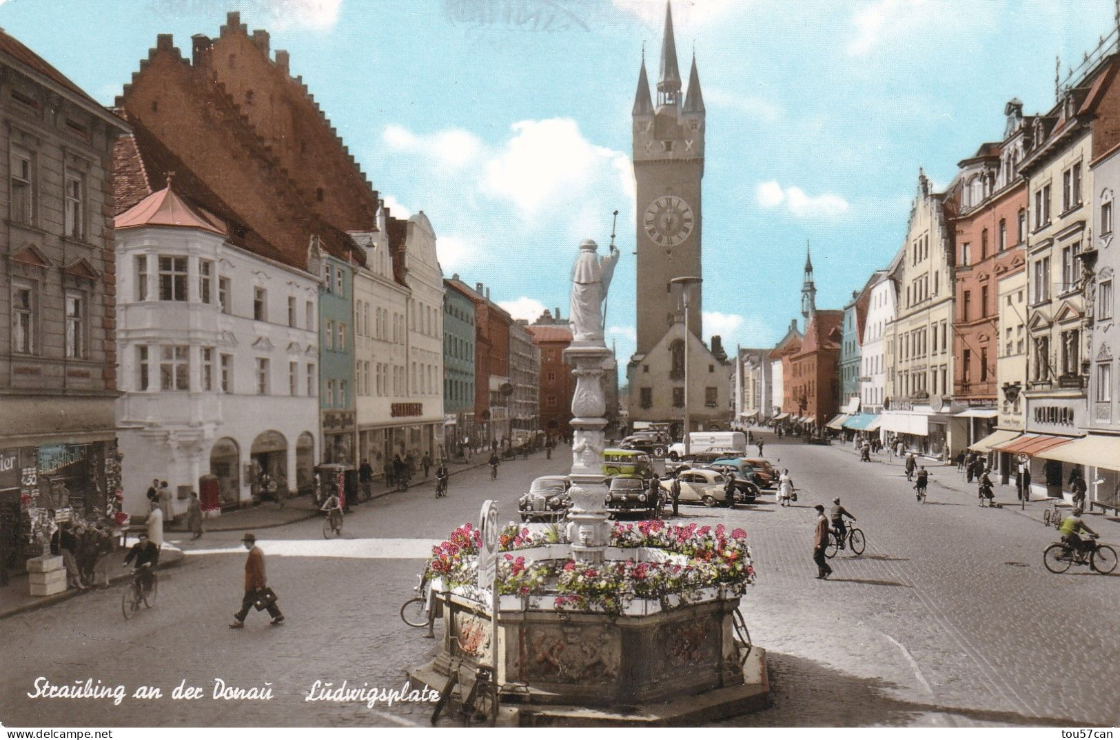 STRAUBING AN DER DONAU - BAYERN - DEUTSCHLAND - BELEBTE ANSICHTKARTE. - Straubing