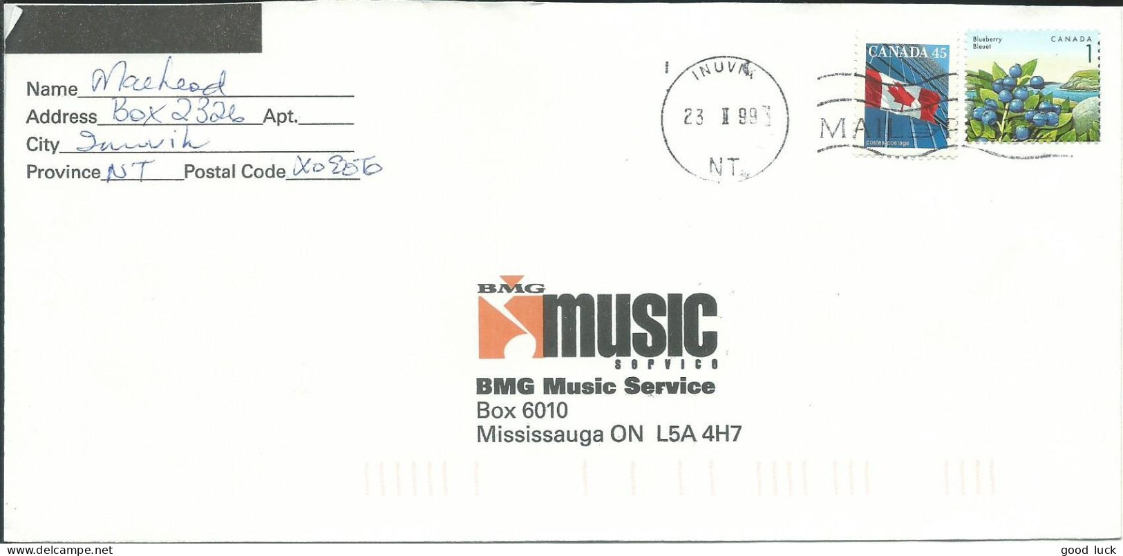 CANADA 145c INUVIK POUR MISSISSAUGA DE 1999  LETTRE COVER - Cartas & Documentos