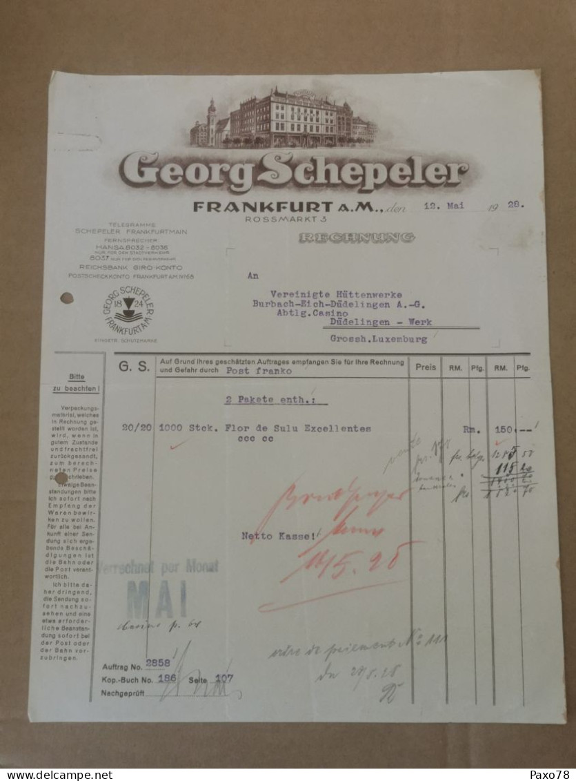 Rechnung, Georg Schepeler, Frankfurt 1928 - 1900 – 1949
