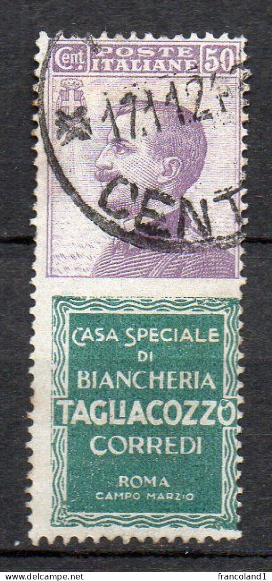 1924 Regno Pubblicitario Timbrato N. 17 TAGLIACOZZO 50 Cent Centrato Timbrato Used - Reklame