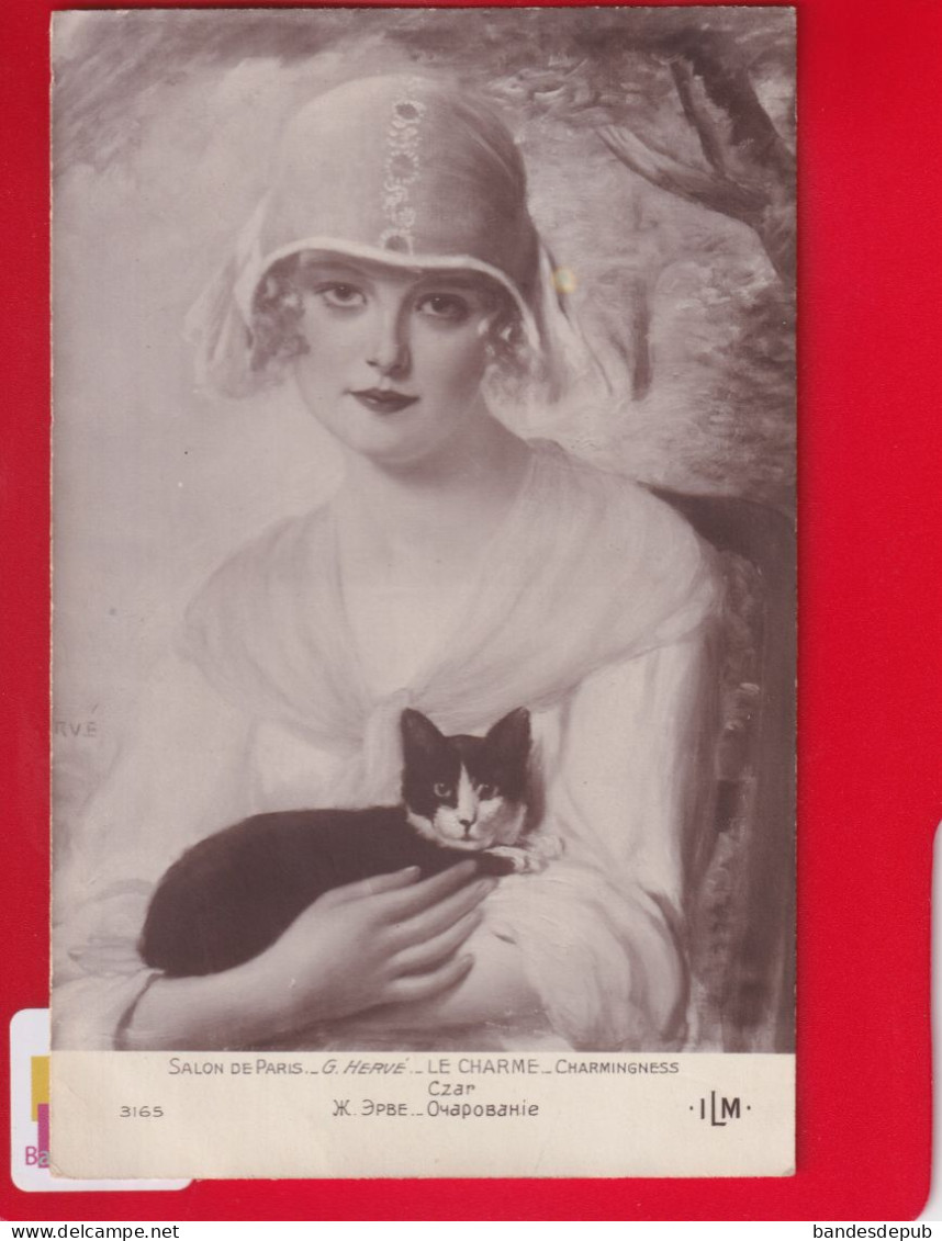 Salon Paris  Peintre HERVE Le Charme Femme Chat CZAR 1919 à Hopital Militaire St Nicolas Issy Les Moulineaux - Ausstellungen