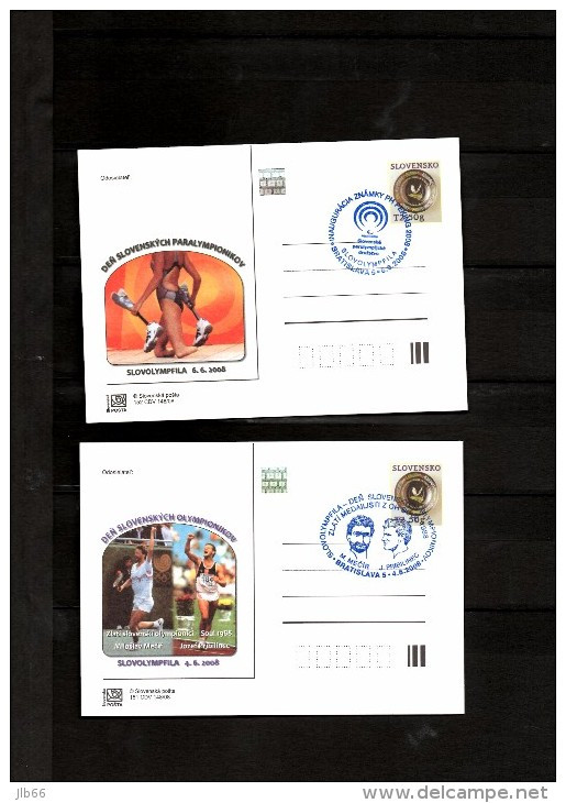2 Entiers Postaux Carte  Oblitérés 2008 CDV 152 153 Jeux Olympiques Et Paralympiques - Cartes Postales