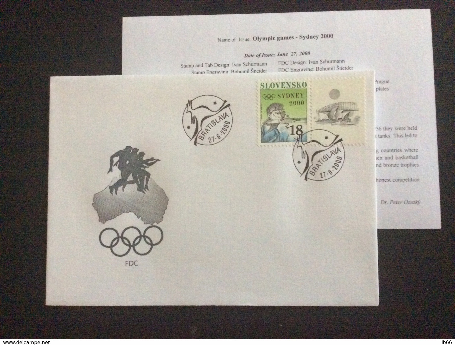 2000 Yvert 325 FDC 212 Jeux Olympiques De Sydney Tir à La Carabine - Briefe U. Dokumente