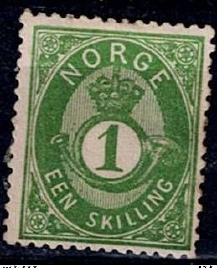 NORWAY 1877 HATCHED POSTHORN MI No 22 MLH VF!! - Unused Stamps