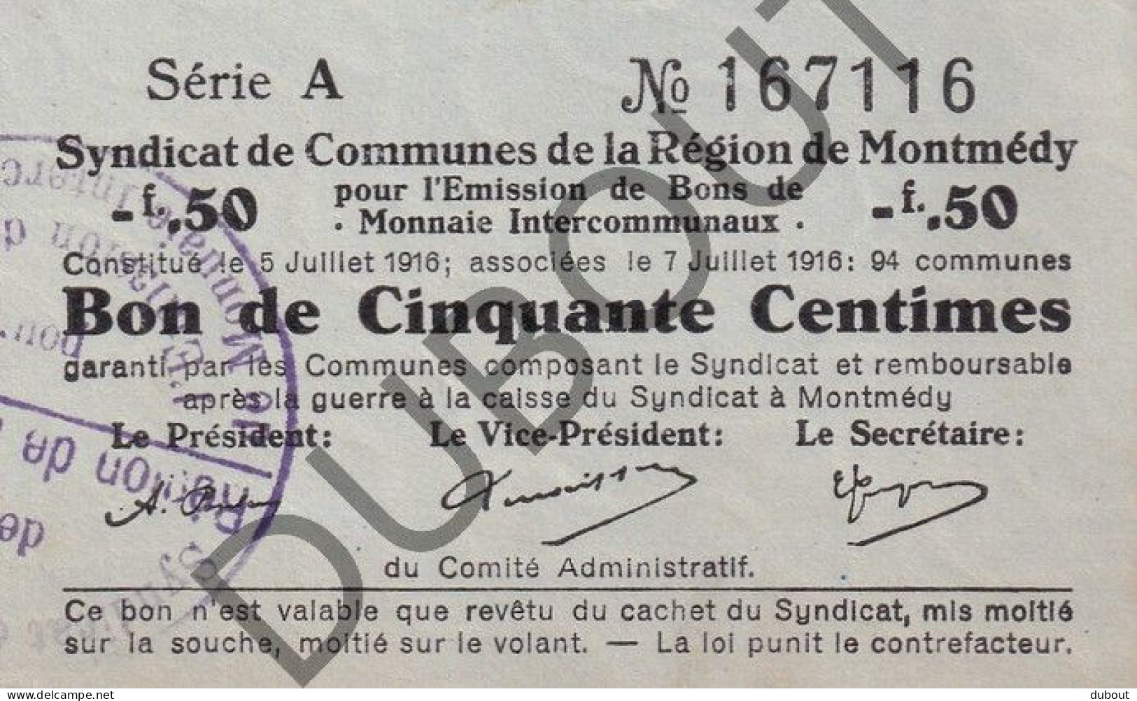 Montmédy - Noodgeld/Argent De Nécessité/Notgeld - WOI  (C4428) - Unclassified