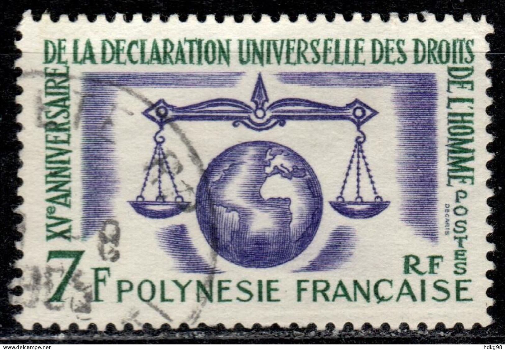 F P+ Polynesien 1963 Mi 31 Menschenrechte - Used Stamps