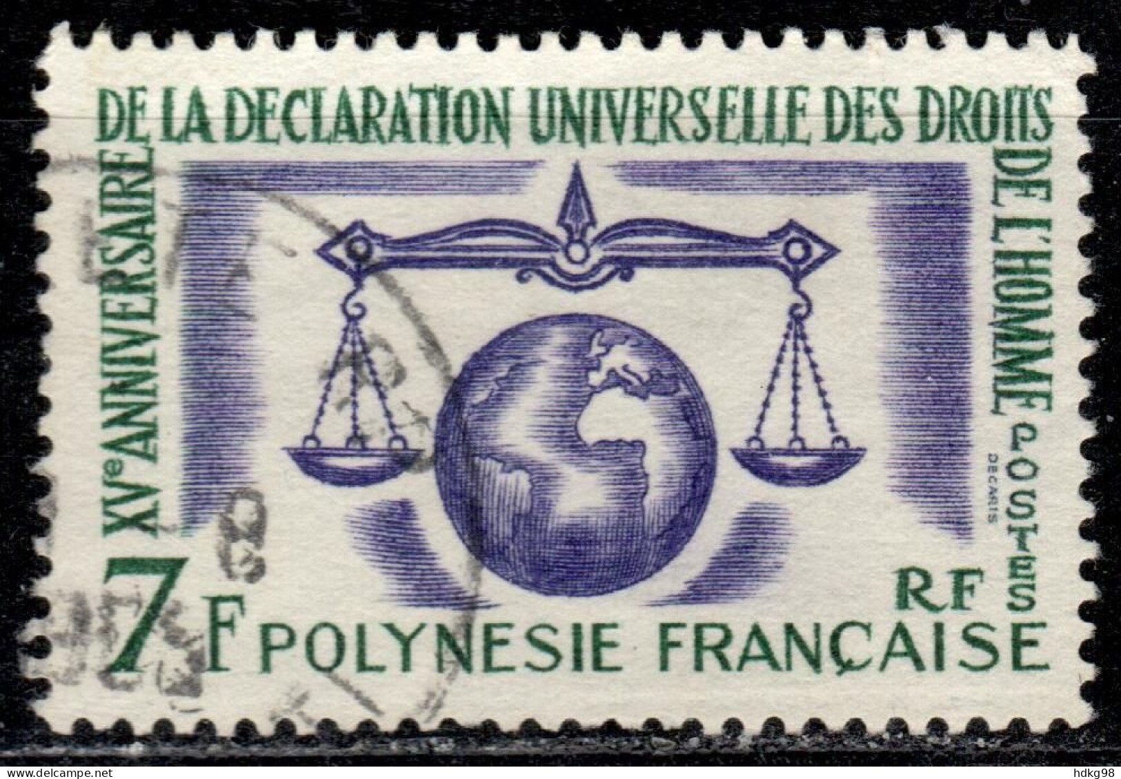 F P+ Polynesien 1963 Mi 31 Menschenrechte - Oblitérés