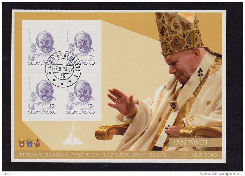 Feuillet De 4 Timbres 2003 Pape Jean Paul II YT BF 22 Mi 466 Oblitéré - Blocs-feuillets