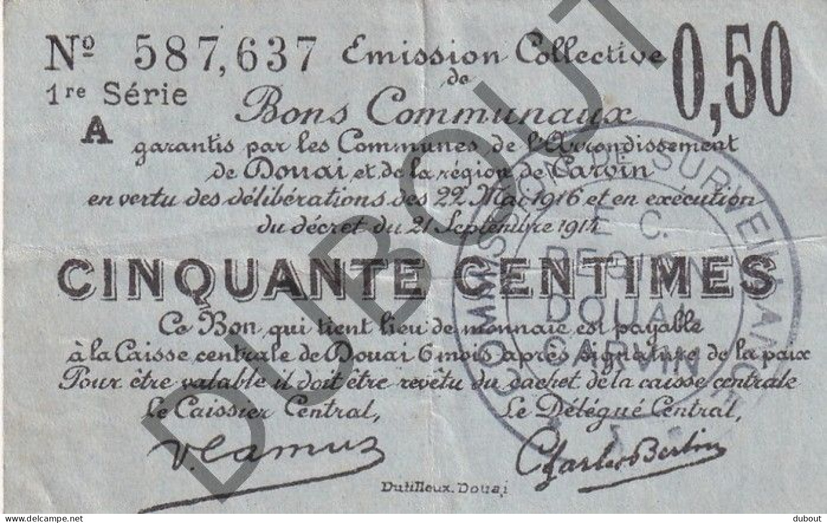 Douai/Carvin - Noodgeld/Argent De Nécessité/Notgeld - WOI  (C4395) - Non Classés