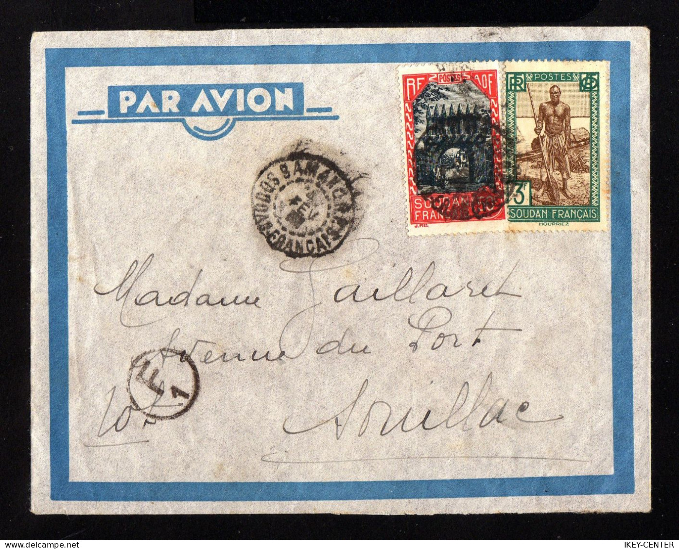 S2596-FRENCH SUDAN-AIRMAIL COVER BAMAKO To AURILLAC (france) 1941.WWII.ENVELOPPE AERIEN Soudan Français - Lettres & Documents