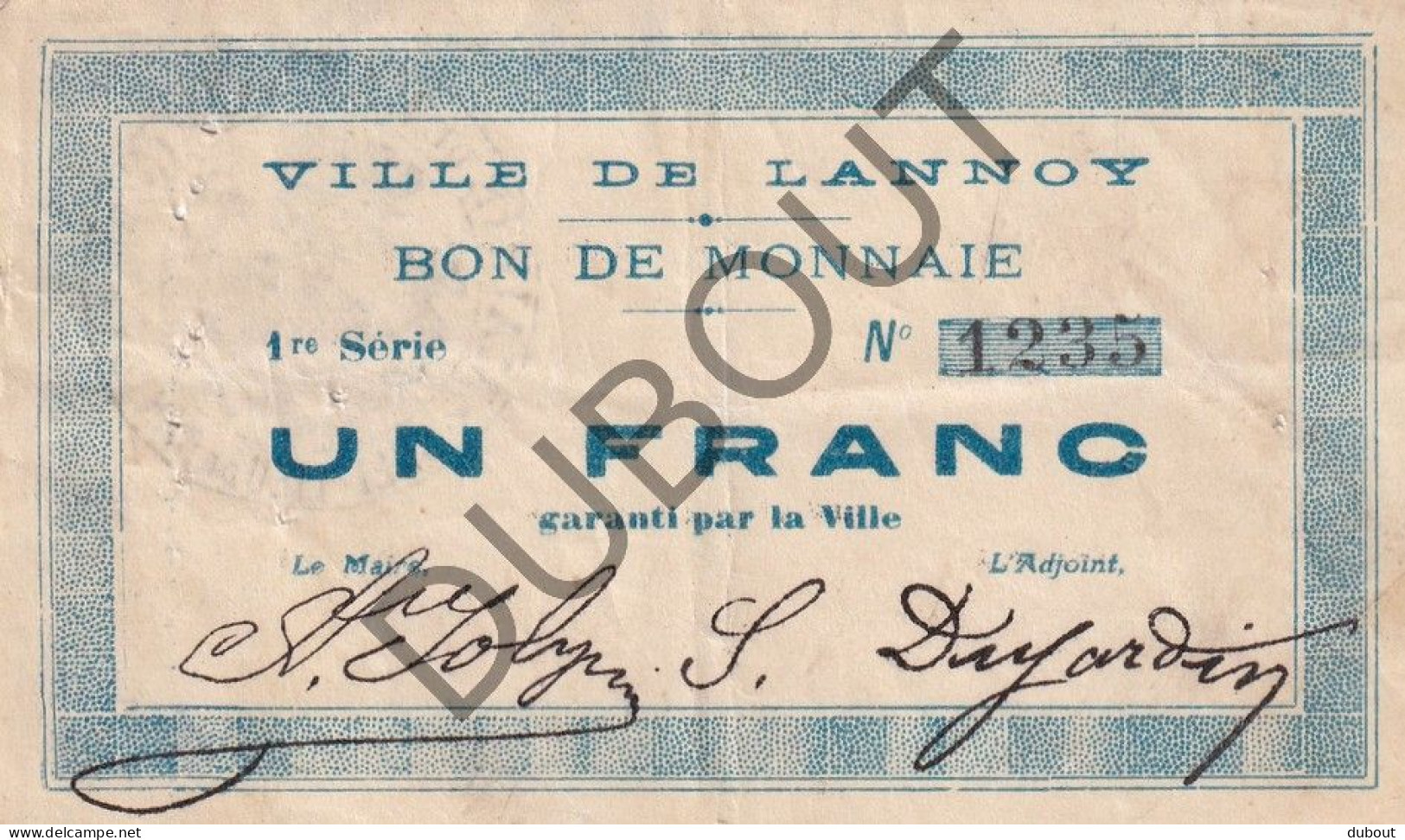 Lannoy- 2 X Noodgeld/Argent De Nécessité/Notgeld - WOI  (C4432) - Non Classés