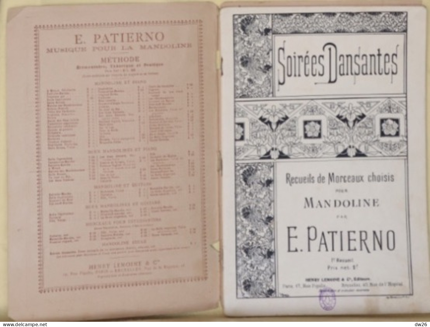 Partitions - Recueil De Morceaux Choisis Pour Mandoline Par E. Patierno - Soirées Dansantes, 48 Pages - Partitions Musicales Anciennes