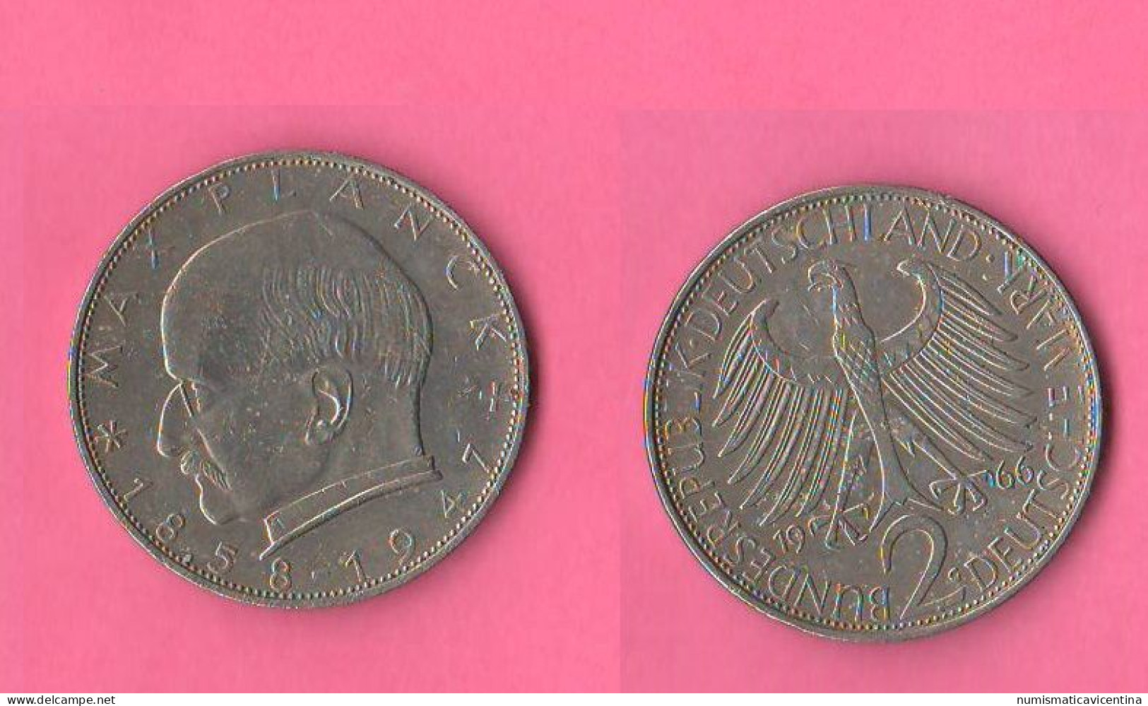 Germania 2 Deutsche Mark 1966 G Karlsruhe Max Planck Deutschland RFG BRD - 2 Mark