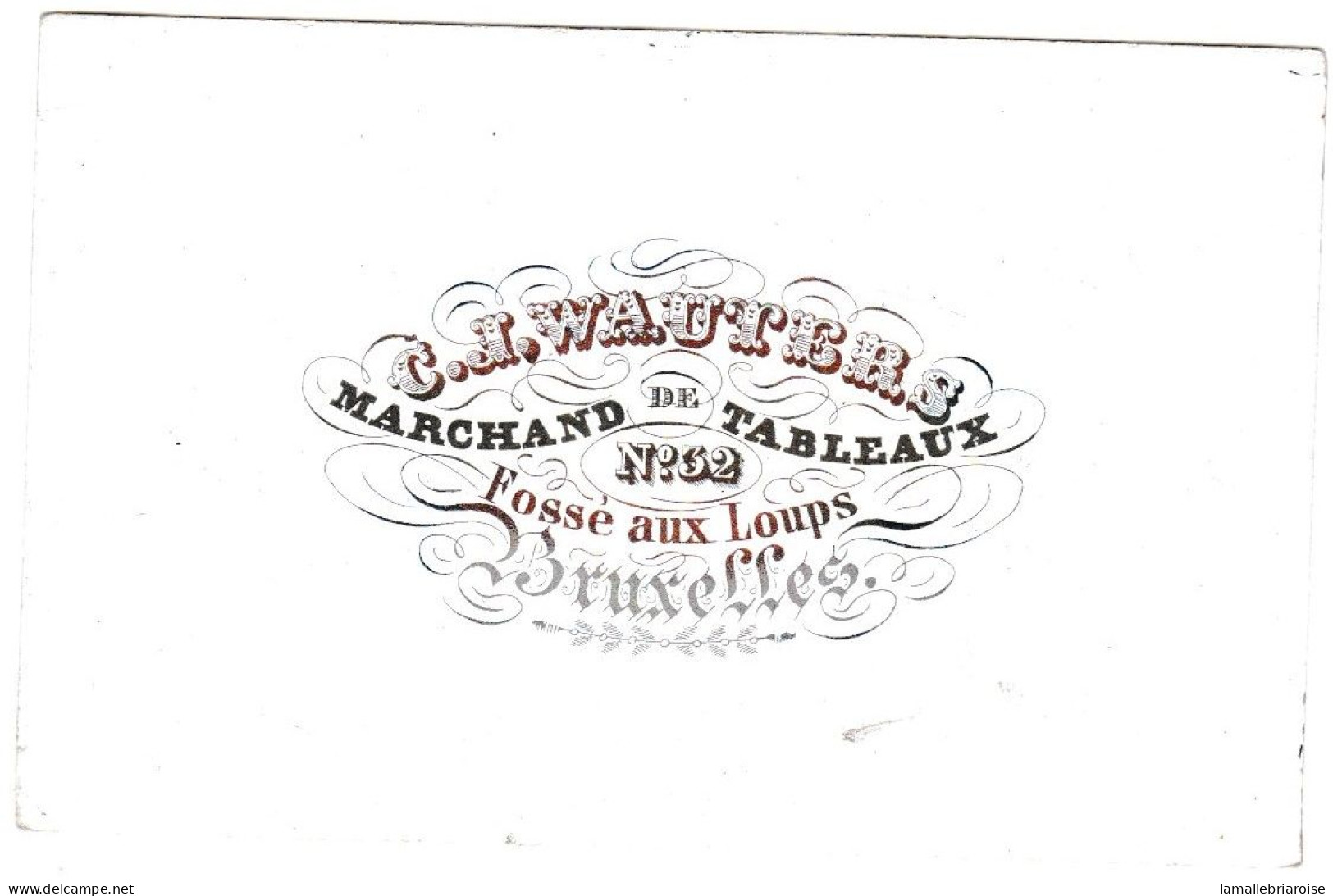 Belgique "Carte Porcelaine" Porseleinkaart, C. J. Wauters, Marchand De Tableaux, Bruxelles, Dim:93 X 79mm - Porcelana