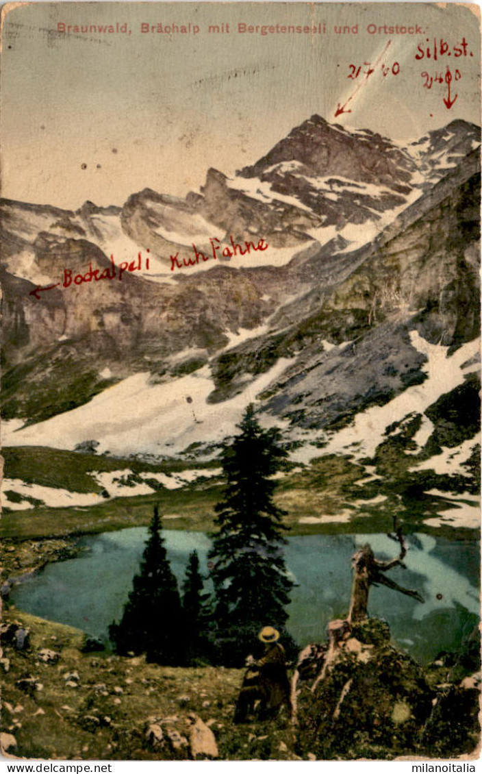 Braunwald - Brächalp Mit Bergetenseeli Und Ortstock (1017) * 11. 8. 1925 - Braunwald