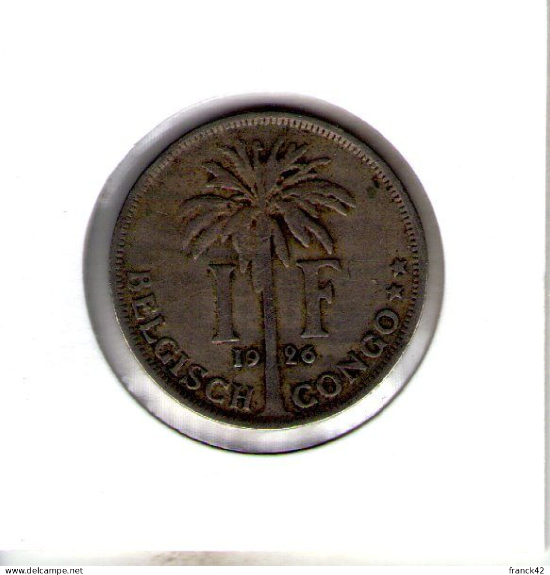 Congo Belge. 1 Franc 1926 Légende Flamande - 1910-1934: Albert I.