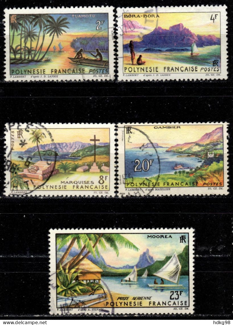 F P+ Polynesien 1964 Mi 38-39 41-43 Landschaften - Used Stamps