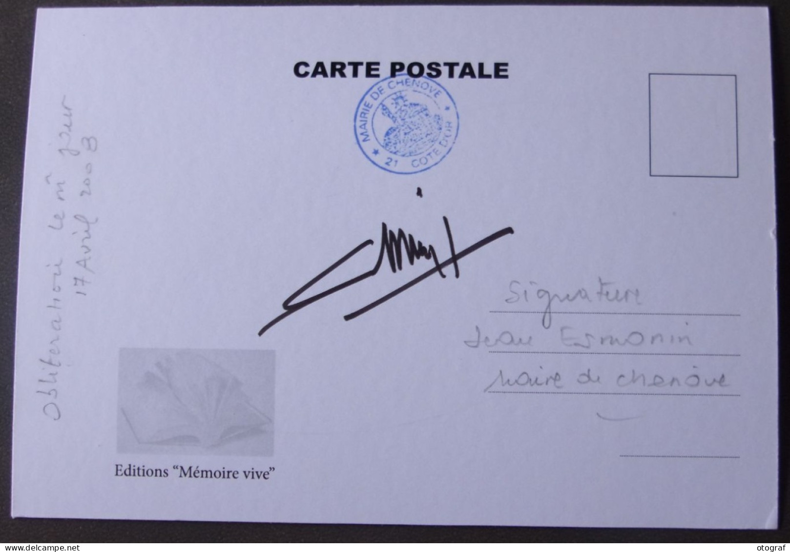 CHENOVE - Une Fin Explosive - Signature Du Maire De Chenove - Jean Esmonin - Chenove