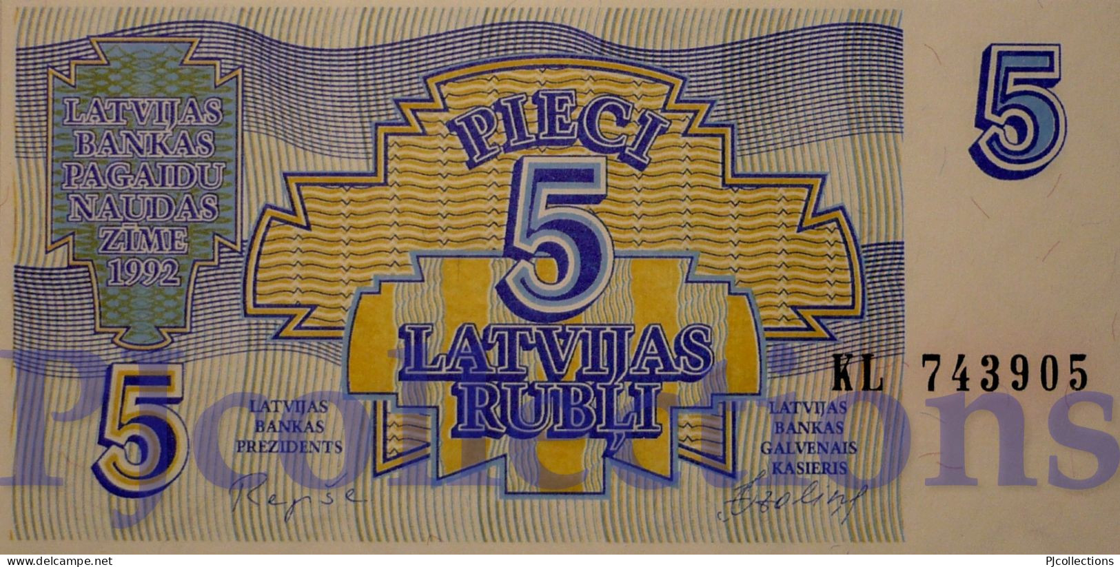 LATVIA 5 RUBLI 1992 PICK 37 UNC - Letland