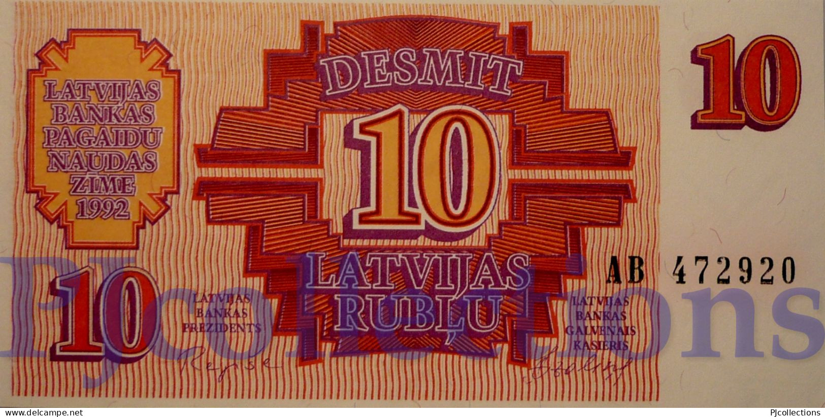 LATVIA 10 RUBLI 1992 PICK 38 UNC - Latvia