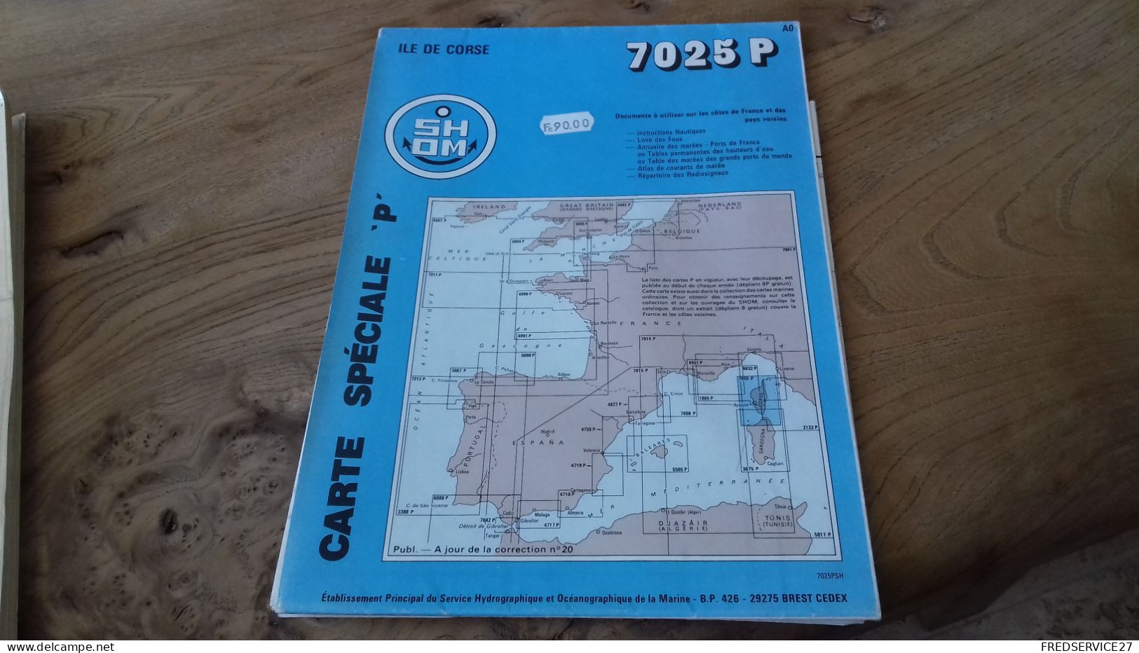 124/ CARTE SPECIALE P ILE DE CORSE 7025  P /SHOM - Nautical Charts