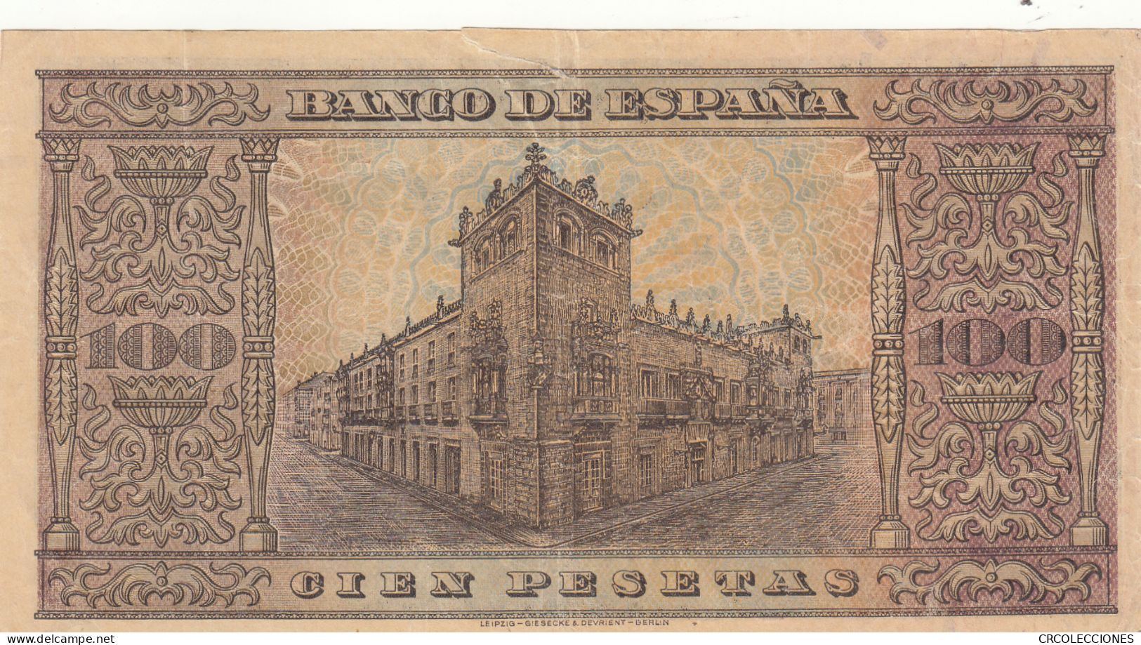 CRBS0800 BILLETE ESPAÑA 100 PESETAS 1938 CON ROTURA MBC- - 100 Peseten