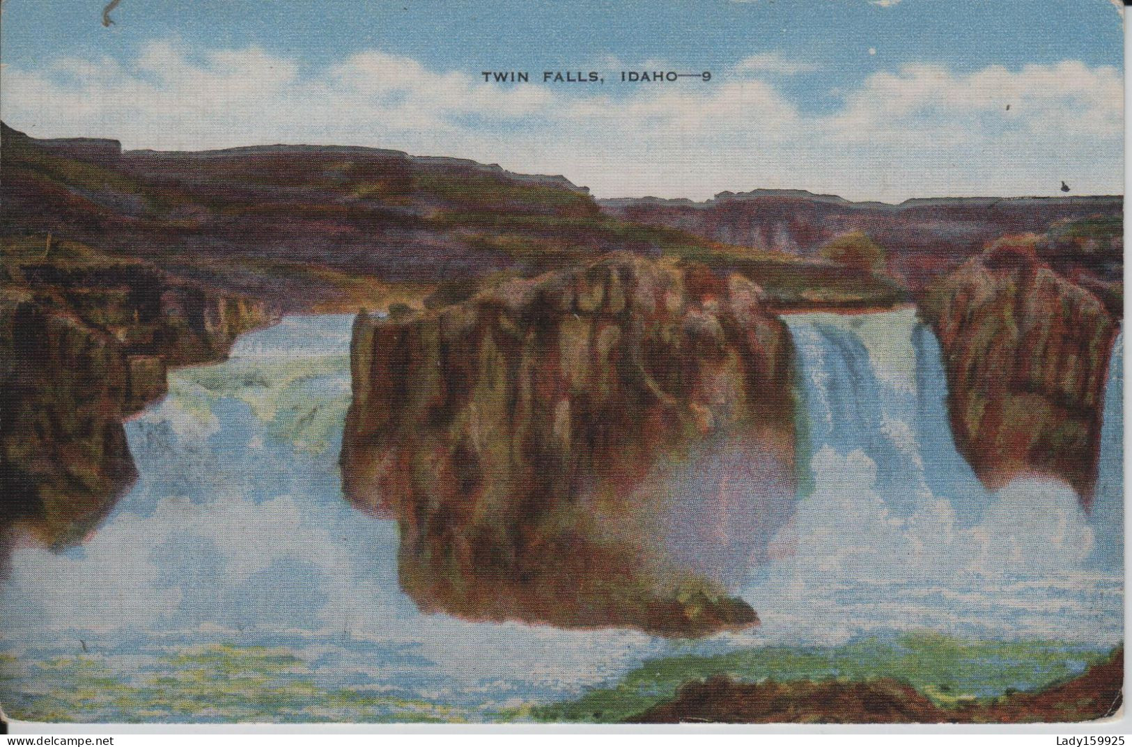 Twin Falls Idaho USA. Illustration Vintage Snake River  Cliff, Mountains - Twin Falls