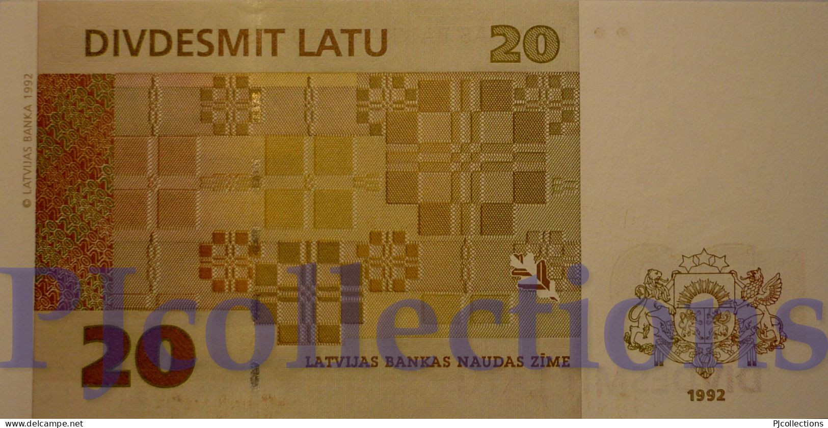 LATVIA 20 LATU 1992 PICK 45 UNC RARE - Letonia