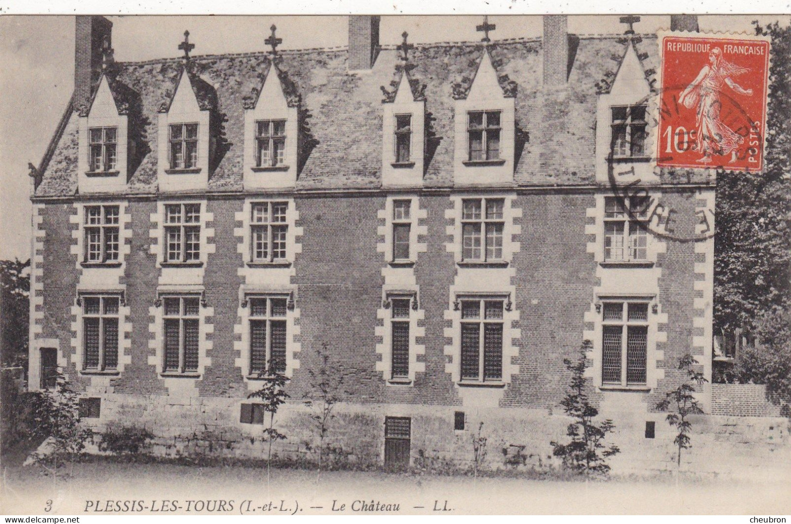 37. LA RICHE. CPA. PLESSIS LES TOURS.LE CHATEAU..DEMEURE DE LOUIS XI.. ANNEE 1913 + TEXTE - La Riche