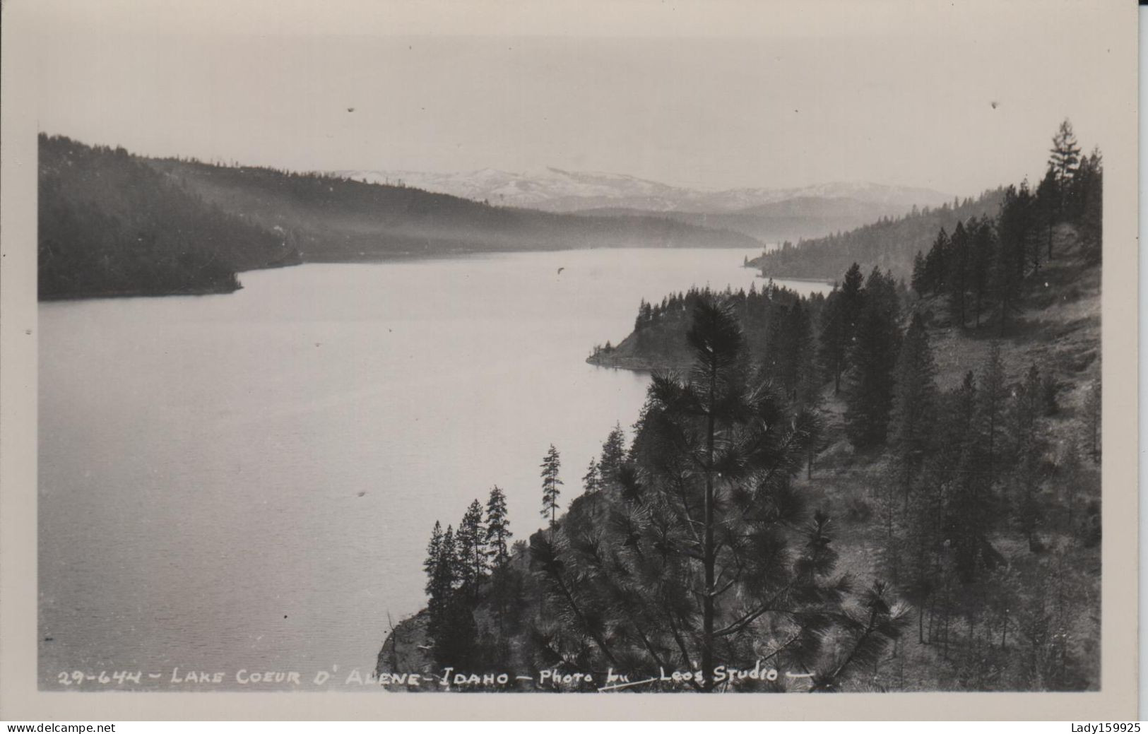 Lake Cœur D'Alene Idaho USA. Real Photo B&W RPPC: CEK 1930-1950 Signed Photo Mountains Bay, - Coeur D'Alene