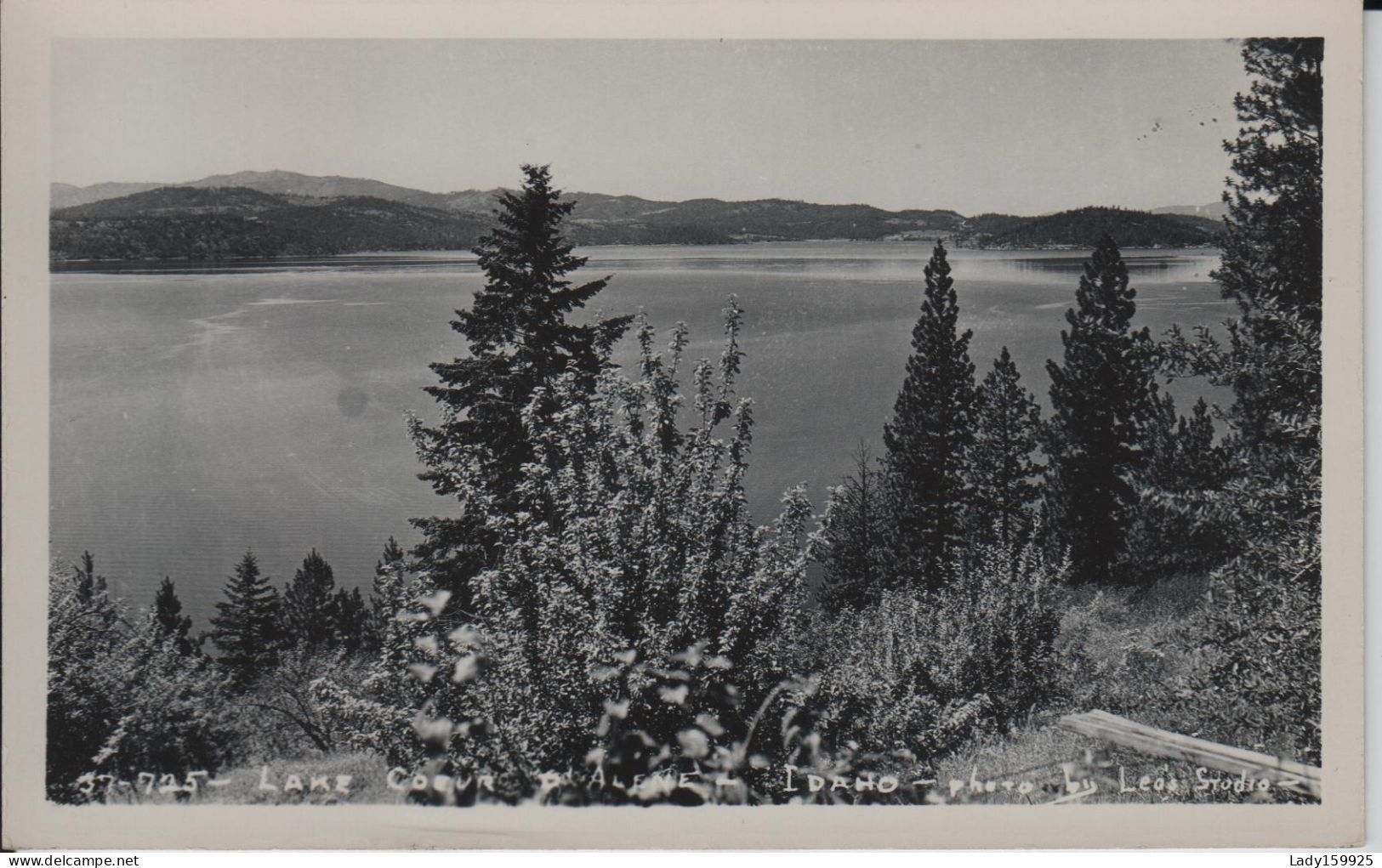 Lake Cœur D'Alene Idaho USA. Real Photo B&W RPPC: Ansco 1940-1960 Signed  Frames Bay, Seen From Above - Coeur D'Alene