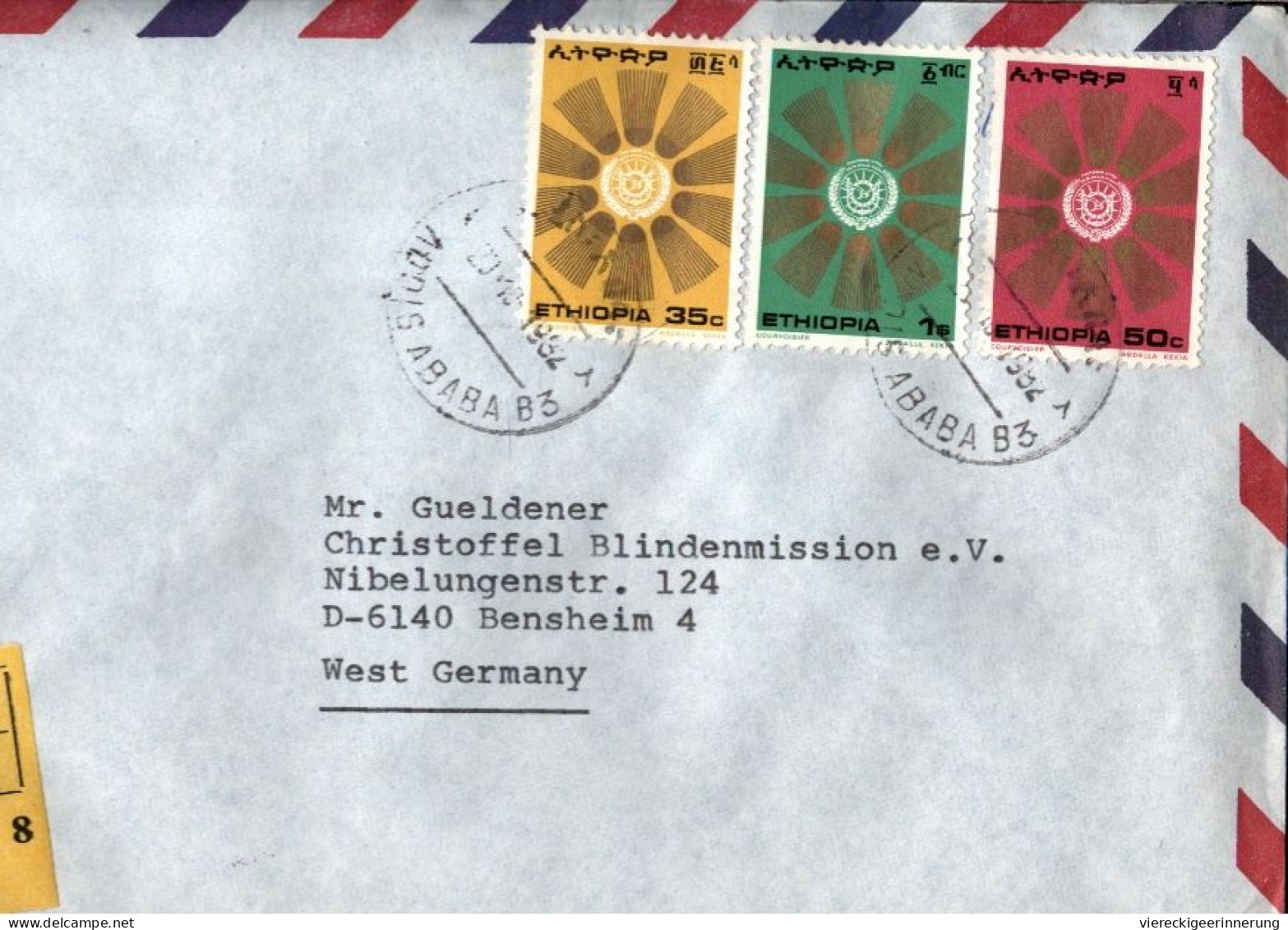 ! Äthiopien, Lot Of 7 Airmail Covers From Ethiopia, Meist An Blindenmission, Registered - Etiopía