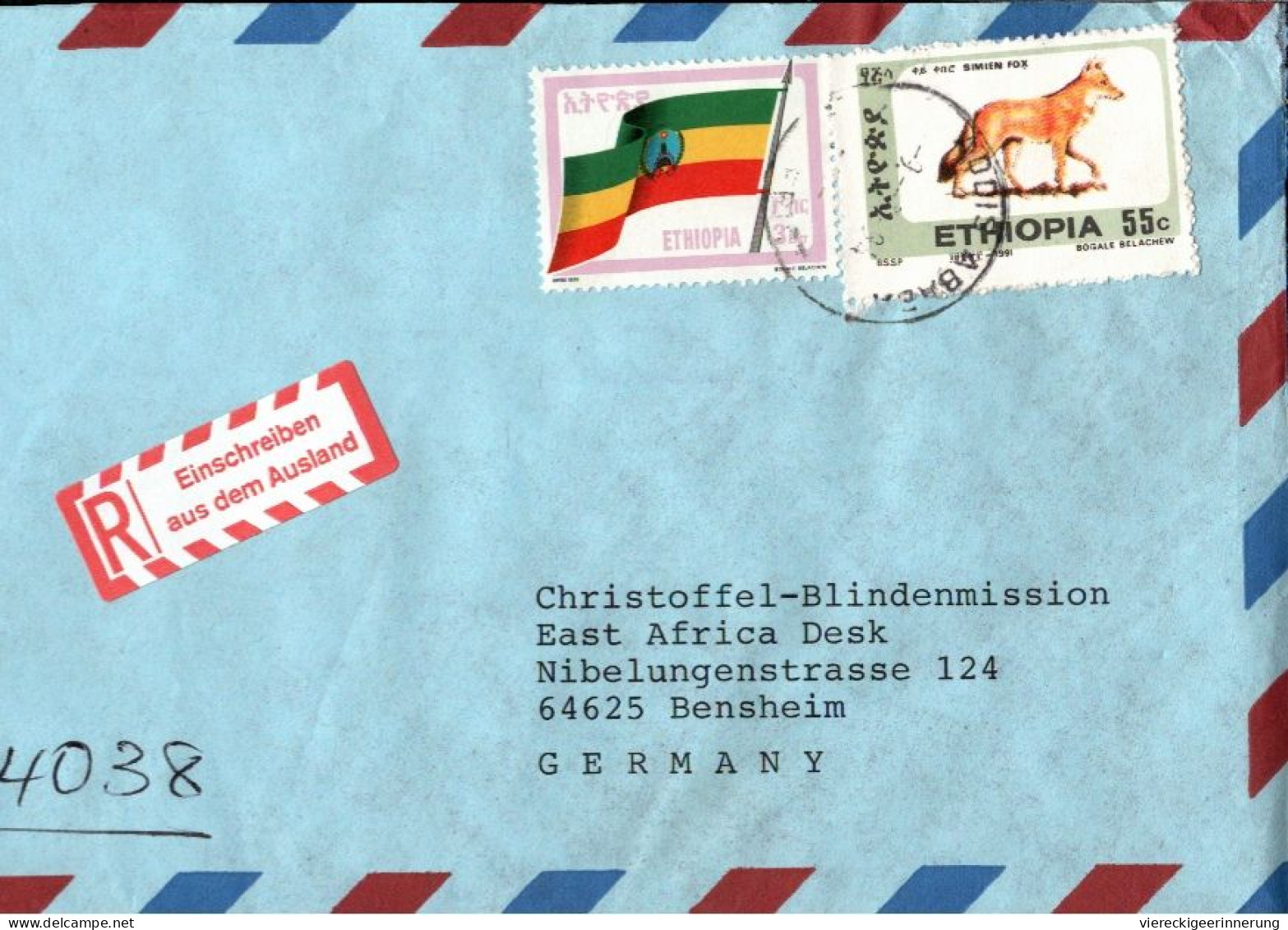 ! Äthiopien, Lot Of 7 Airmail Covers From Ethiopia, Meist An Blindenmission, Registered - Etiopía