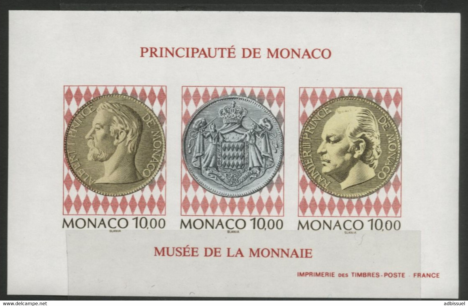 MONACO Cote 220 € Bloc Spécial Non Dentelé N° 66a Neuf ** (MNH). TB. Inauguration Du Musée Du Timbre Et De La Monnaie - Blocks & Sheetlets