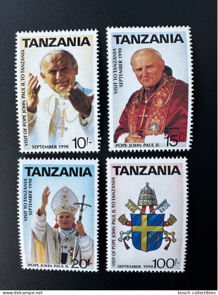 Tanzania 1990 Mi. 694 - 697 Pape Jean-Paul II Papst Johannes Paul Pope John Paul - Pausen