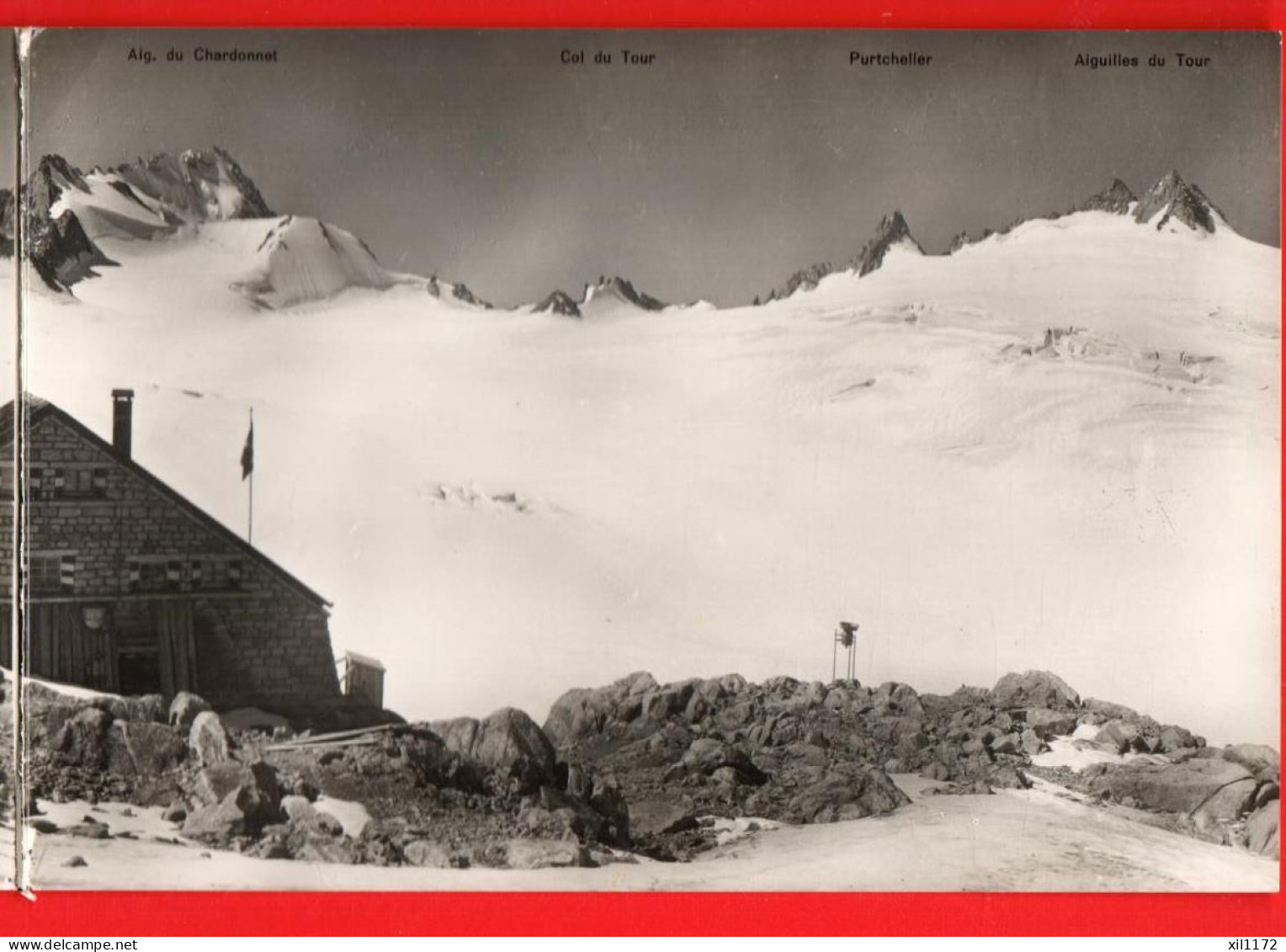 ZVM-02 RARE Double Carte De La Cabane Du Trient Sur Champex Panorama Tampon Du Club Alpin NC  - Trient