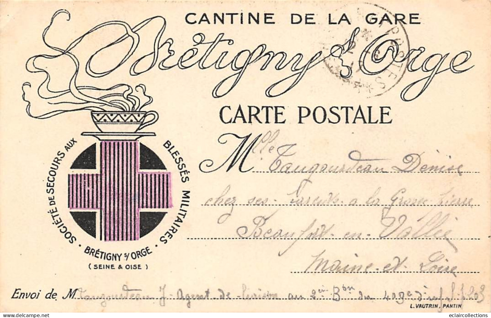 Brétigny Sur Orge         91    Carte De La Cantine De La Gare .Secours Aux Blessés     (voir Scan) - Bretigny Sur Orge