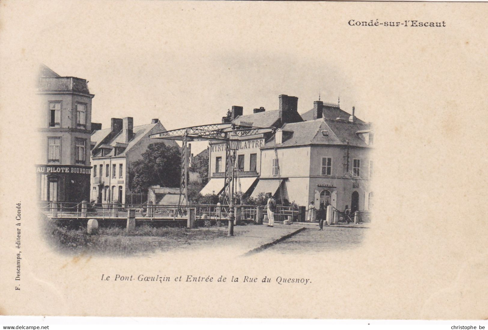 Condé Sur L'Escaut, Le Pont Goeulzin Et Entrée De La Rue De Quesnoy (pk85268) - Conde Sur Escaut