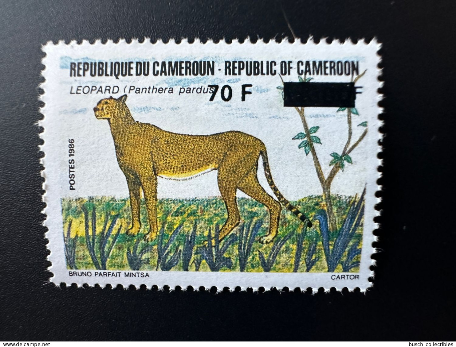 Cameroun Cameroon Kamerun 1990 Mi. 1166 Surchargé Overprint Leopard Panther Panthère Faune Fauna Panthera Pardus - Big Cats (cats Of Prey)
