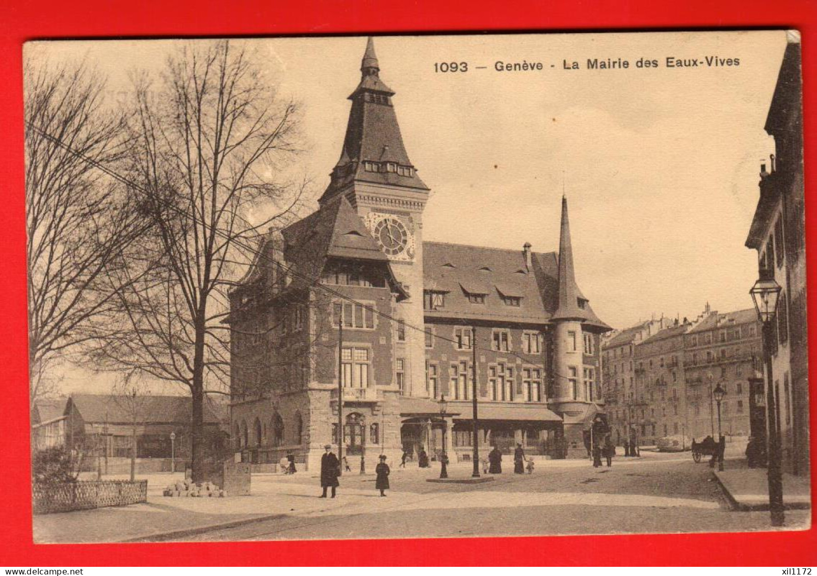 ZVM-23  Genève La Mairie Des Eaux-Vives  ANIME. Circulé 1935 Vers Le Viviers En Savoie Phototypie 1093 Sepia - Genève