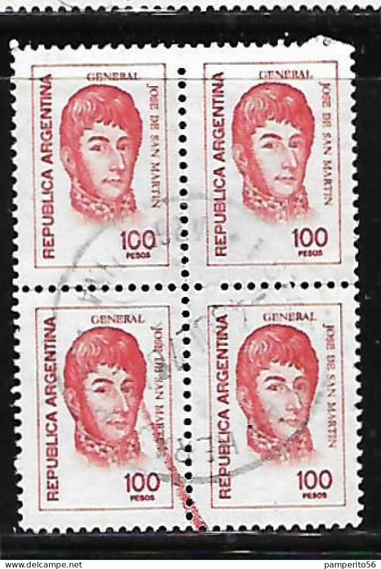 ARGENTINA - AÑO 1977/78 - Serie Proceres Y Riquezas Nacionales III - Gral Don José De San Martín - Cuadro 100p (a) Usado - Used Stamps