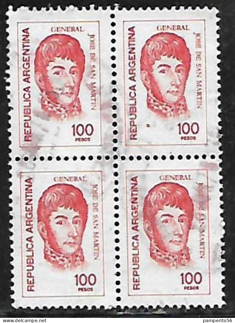 ARGENTINA - AÑO 1977/78 - Serie Proceres Y Riquezas Nacionales III - Gral Don José De San Martín - Cuadro 100p (d) Usado - Used Stamps
