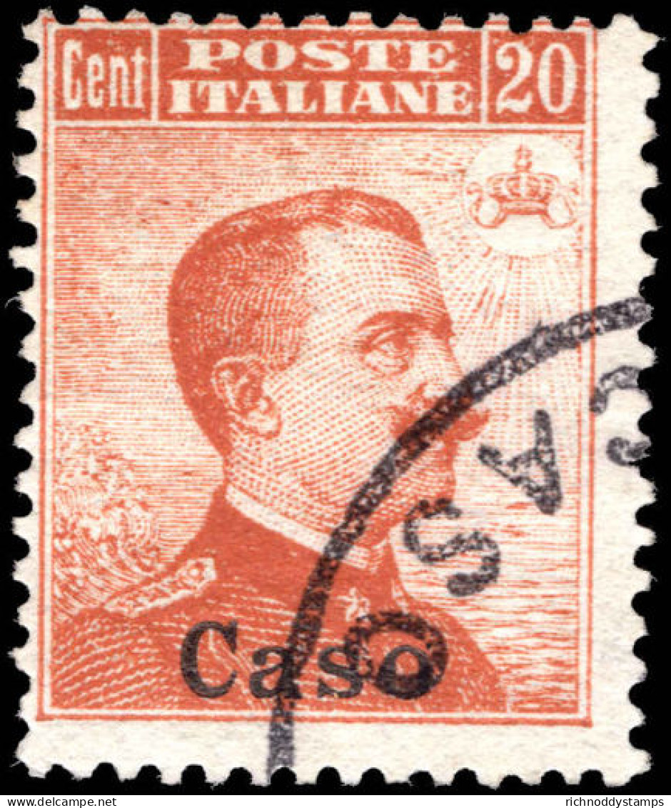 Caso 1912-21 20c Orange No Watermark Fine Used. - Aegean (Caso)